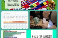 collage of football world cup trophy and country flags plus code for an environmental data propject