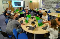 Community members from Leeds Raspberry Jam collecting data on Raspberry Pi computers