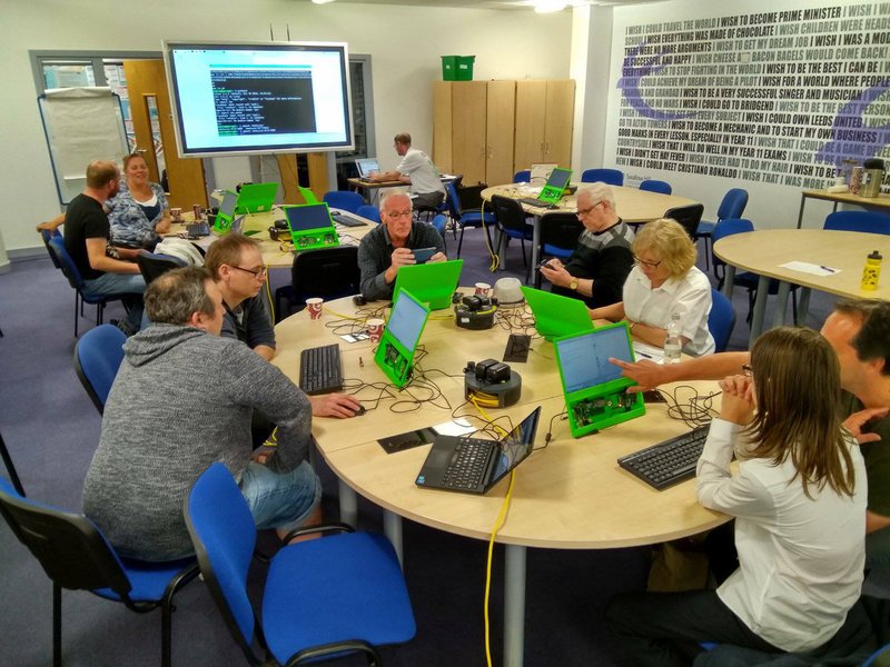 Community members from Leeds Raspberry Jam collecting data on Raspberry Pi computers